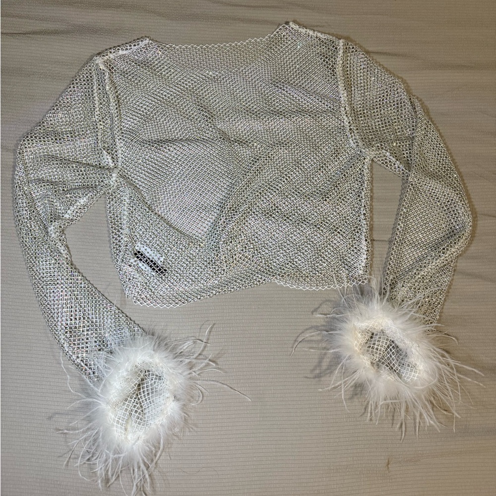 White Fox Boutique Bejeweled Long Sleeve Top